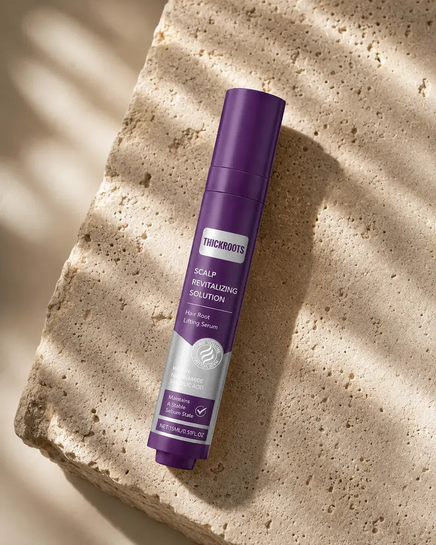 THICKROOT serum bottle on a clean surface