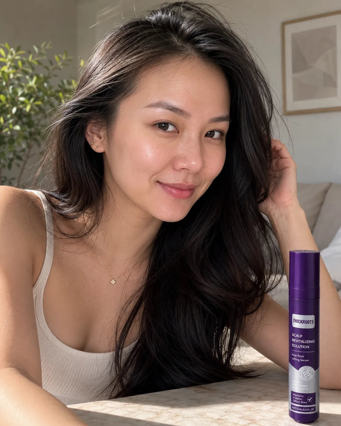 Person holding THICKROOT in a realistic routine setting