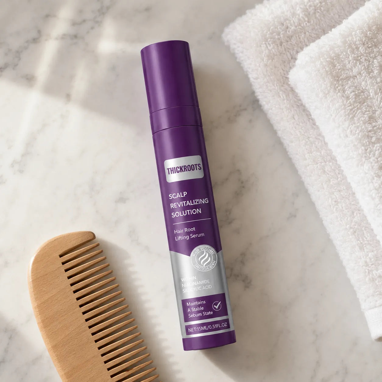 THICKROOT scalp routine flatlay